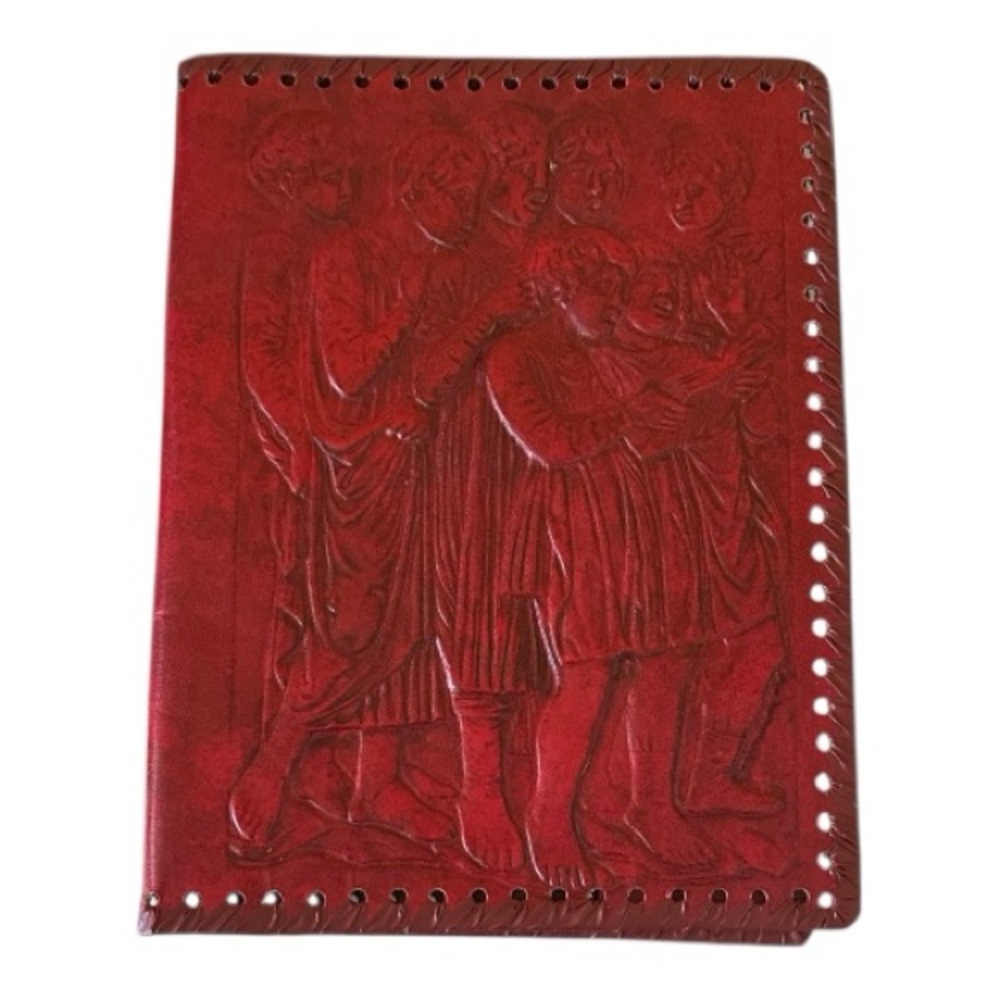 Vintage Red Italian Embossed Leather Bible Book Journal Cover Protector